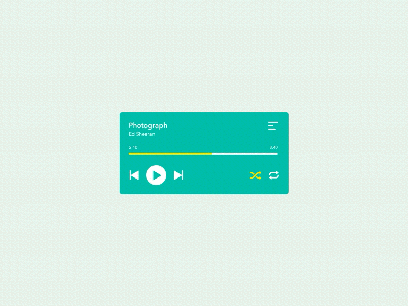 Music Player music player playlist teal widget