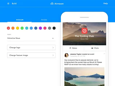 Airmason Build - Material app builder chooser colors form iphone material preview wizard