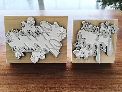 Holiday Rubber Stamps christmas design holiday lettering lumi noel stamp thank you typography