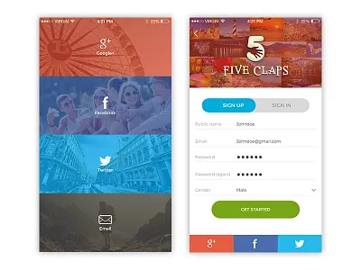 Photo Share APP UI android app blue design development ios photo red share social ui user experience