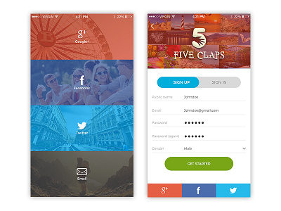 Photo Share APP UI android app blue design development ios photo red share social ui user experience