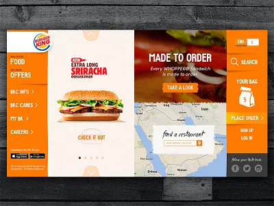 Concept Redesign of Burger King website burger burger king cafe fast food food delivery food ordering food website orange restaurant website