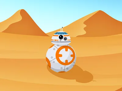 BB-8 bb 8 day desert flat illustration night star wars tatooine