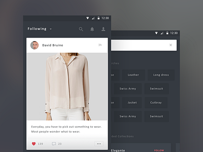 Fashion Inspiration Android App android clean design elegant material network search social suggestion