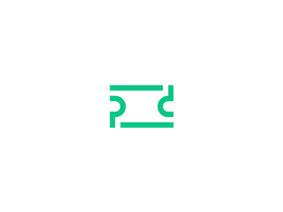 P Ticket cutout letter logo mark mirrored p ticket