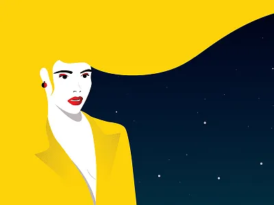Night girl illustration lady night stars vector