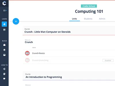 Class Dashboard for Teachers codio dashboard list sidebar table