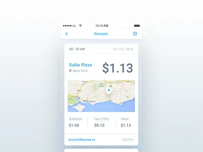 Receipt - Day 046 #dailyui app check dailyui finance location map mobile purchase receipt square ui ux