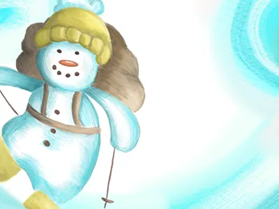 Skiing snowman childrens illustration christmas illustration snowman