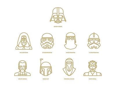 Star Wars flat icon project / Characters part2 clonetrooper darth vader flat icon snowtrooper star starwars stormtrooper the emperor wars