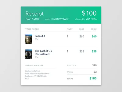 017 • Email Receipt 017 dailyui email purchase receipt
