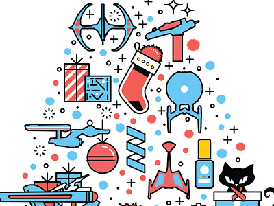 Trek The Halls card cat christmas holiday spock star trek tree trek.fm