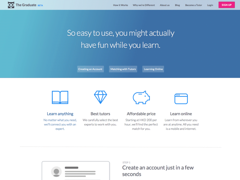 How it works app cta edtech gradient hero unit hong kong how it works learn piggy bank showcase the graduate web