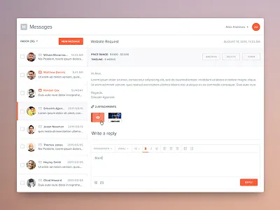Light UI Message App application clean inbox isoflow light ui message app minimal user interface