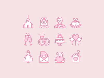 Wedding Icon Set flat icon love set wedding