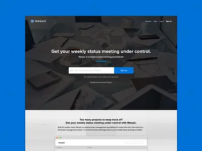 Mosaic Landing page blue business landing landing page sass website