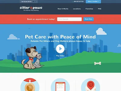Sitter4Paws Website cat colorful design dog illustration layout page pets ui web