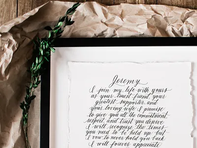 Hand Lettered Vows custom hand drawn hand lettering script type vows wedding