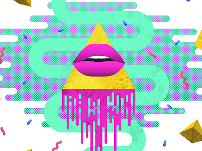 Zine Illustration drips halftone illustration king lario lips pyramids vector