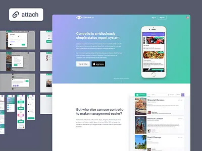 Controlio app color shadow controlio flat landing notifications web