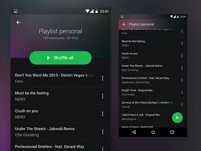 Spotify Android App - Material Design restyle android app blur design google material spotify