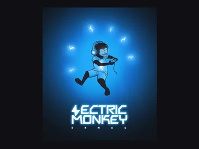 So I made a game last weekend blue bolt design electric game lightning logo monkey neon production