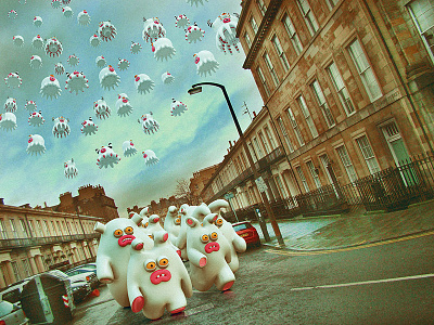 Big invasion 3d characters christmas creatures edinburgh illustration monsters scotland snow zoo