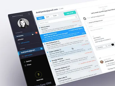 Damn Easy CRM! activity app clear crm design flat interface list navigation sidebar sketchapp web