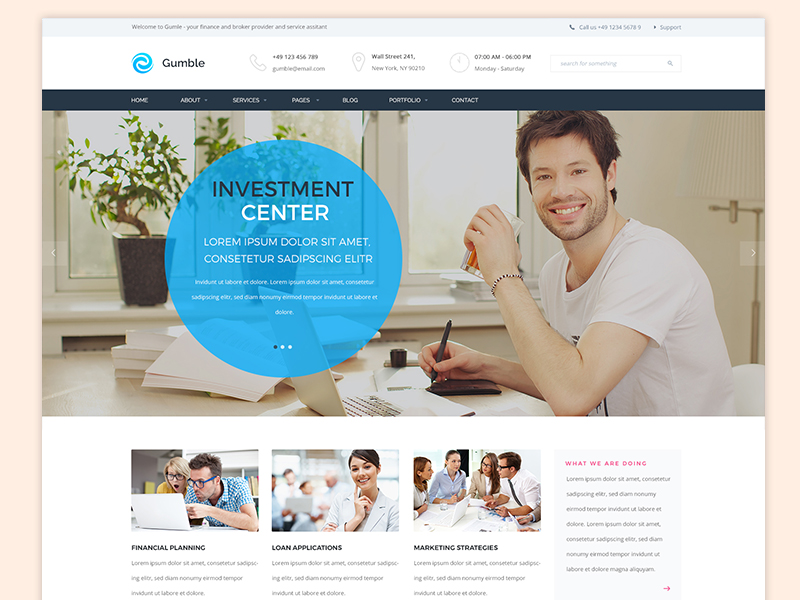Gumble Finance Center finance internet landing page market provider retail service shopping store template wordpress