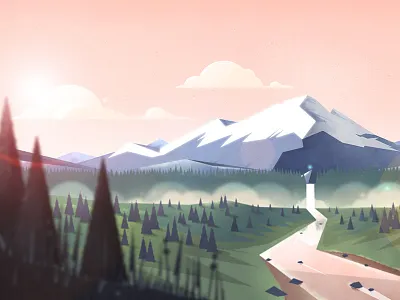 PNW clouds down the street designs forest landscape mountain outdoors river snow trees