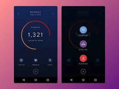 Fitness App android app dark fitness gradient ios mobile pace run sport