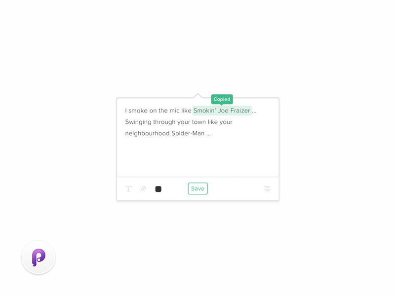 Copy Text Prototype copy highlight interaction minimal principle prototype text tooltip ui united ux wutang