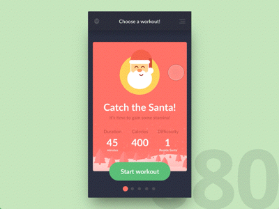 Day 80 - Santa Fitness App 100 day challenge animation challenge christmas dailyui design fitness principle ui user interface ux