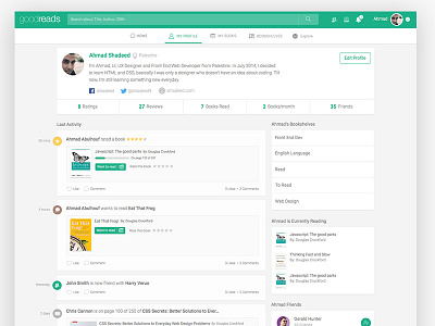 Goodreads User Profile books goodreads redesign ui ux