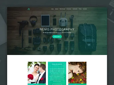 Photography Landing Page agency app landing page photographer photography portfolio pricing table ui ui design web design