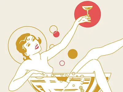 New Years Poster cocktail illustration new years eve pinup poster vector vintage