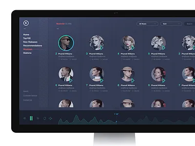 Music Service UI design music music player musician ui user interface design web