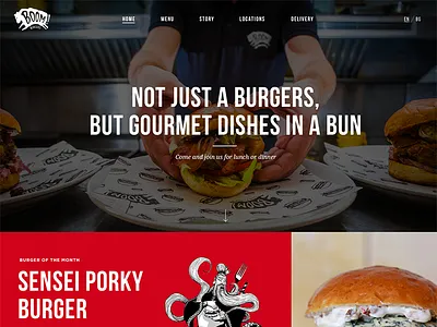 Boom Burgers best dribbble shot block boom burgers cards clean landing page design layout responsive design typography ui ux