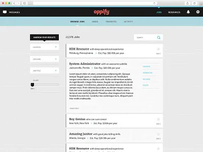 Oppify Job List app responsive web app web design