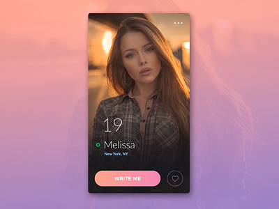 Dating App - profile page card chat chat app dating favorites girl message mobile app profile startup swipe ui
