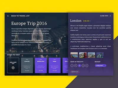 TRVLR // City Info dailyui flat product social travel trip ui widget