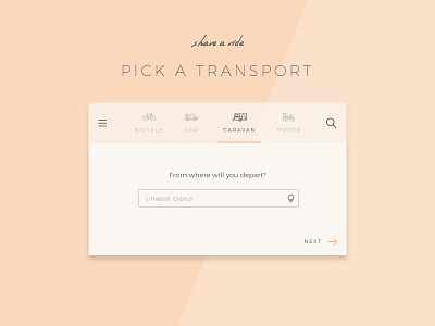 Daily UI - Day 53 - Header Navigation daily100 dailyui header location minimal navigation ride transport transportation ui
