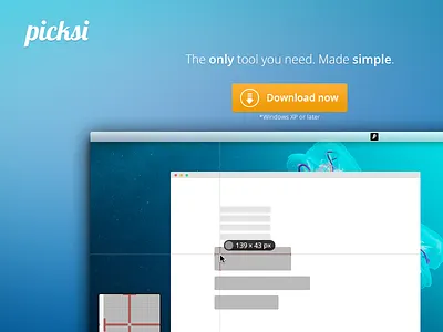 picksi designer landing landing page pciski tool ui