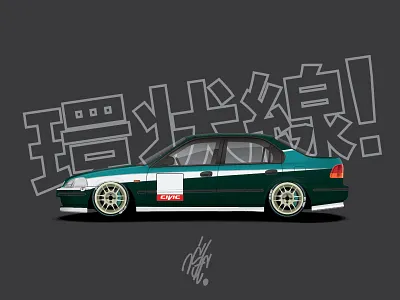 Kanjozoku! 2d automotive car civic honda illustration japan kanjo kanjozoku