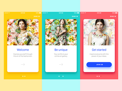 Fashion App • FREEBIE for Sketch app color fashion flat freebie interface onboarding sketch ui uiux ux