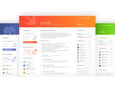 Design for learning programming service. clean coding dashboard flat page php service swift web