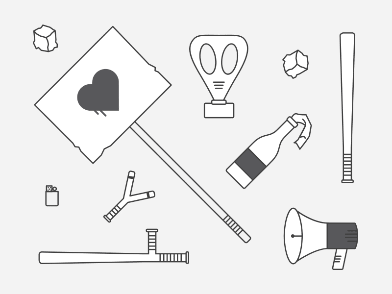 Free Riot Icon Set baseball bat free icons freeby gasmask icons molotow riot set slingshot stone zippo