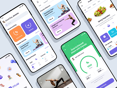 Fitlab - Diet & Food Tracker Application animation app design calories case study fitness app fitness application fitness tracker food and drink health app health overview healthcare healthy eating lifestyle mobile mobile application weight lifting weight loss workout app workout tracker yoga