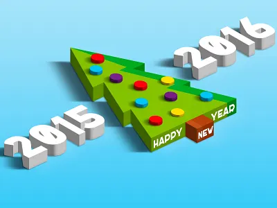 Happy New Year 2016! 2015 2016 christmas gift happy new year happynewyear holidays illustration isometric snow winter