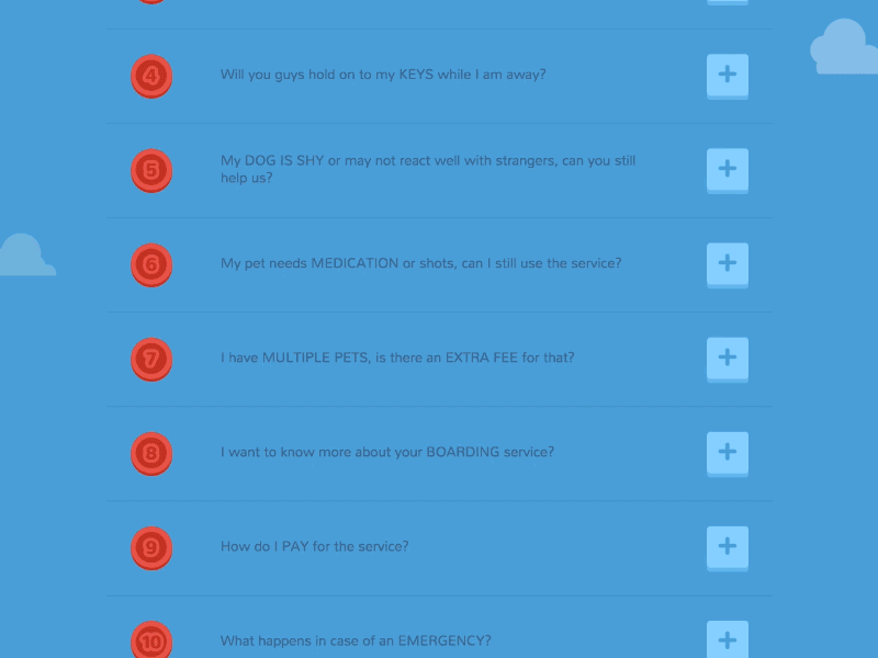 Sitter4Paws FAQ cat colorful design dog faq layout list page pets questions ui web